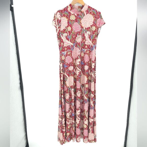 BlackMilk Cray High Neck Maxi Dress  Peonies Slinky Cap Sleeve Art To Wear - Picture 3 of 14